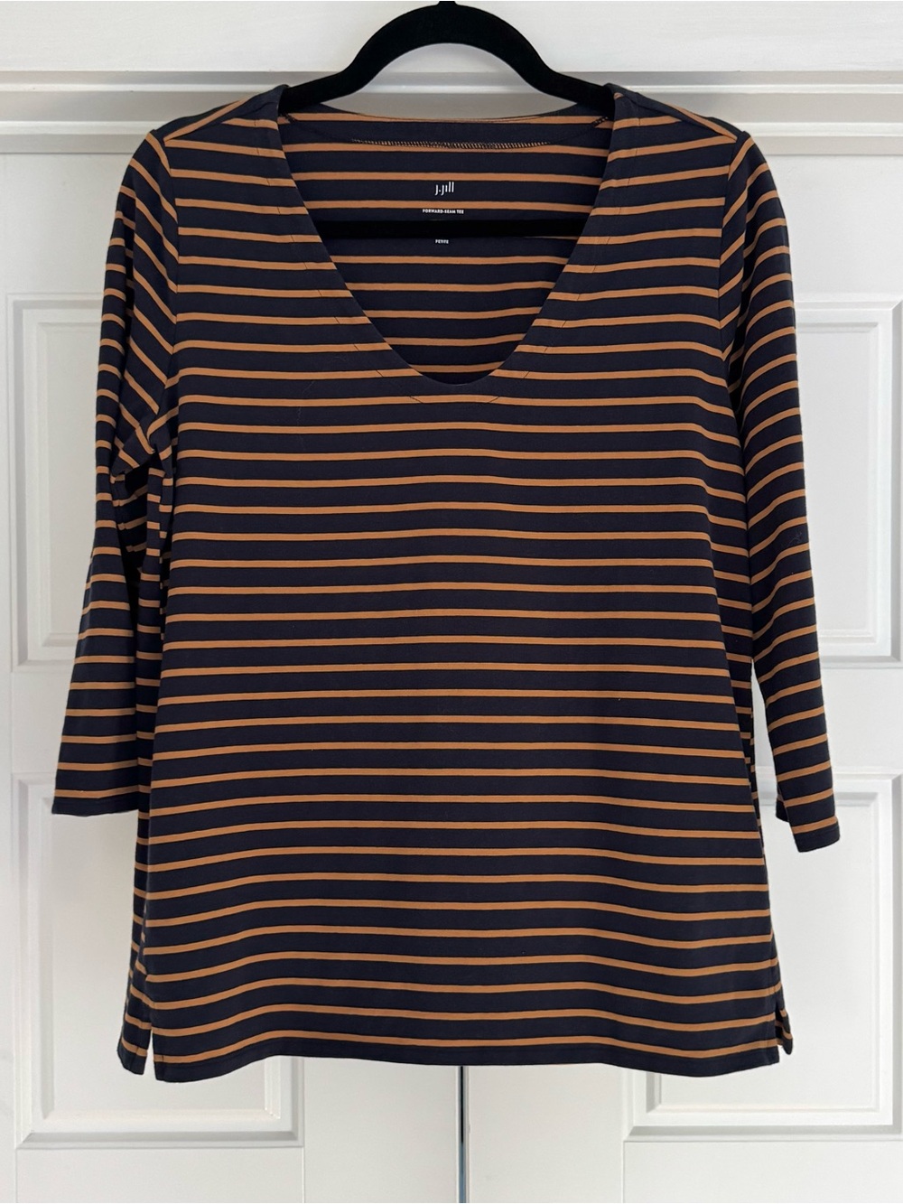 J. Jill Stripe Forward Seam Tee, Med Petite